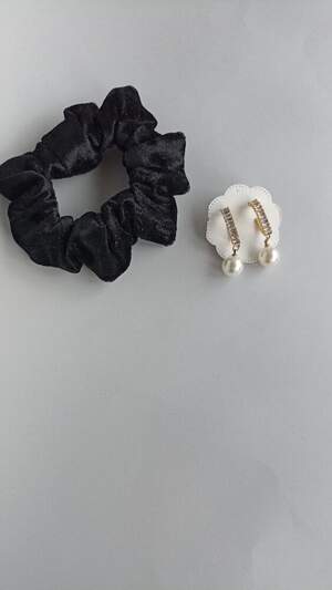 Black Velvet Scrunchie Retro Court Women's Hair Tying Rope Tying Hair Rubber Band Hair Rope