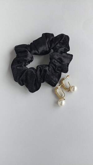 Black Velvet Scrunchie Retro Court Women's Hair Tying Rope Tying Hair Rubber Band Hair Rope